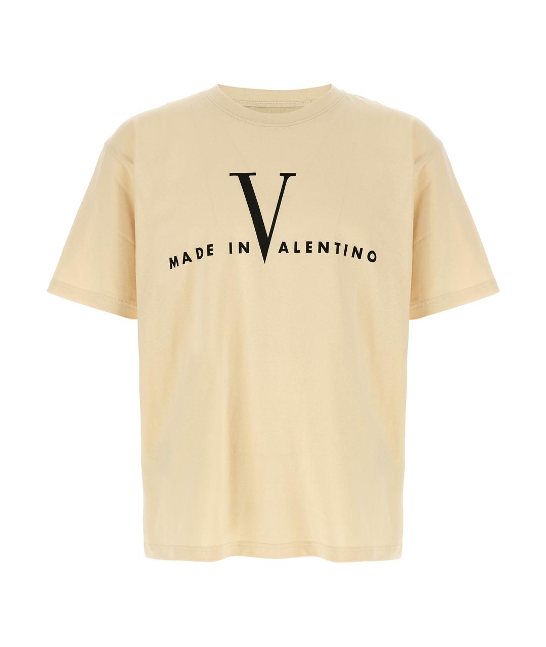 VALENTINO Бежевая хлопковая футболка, фото 1