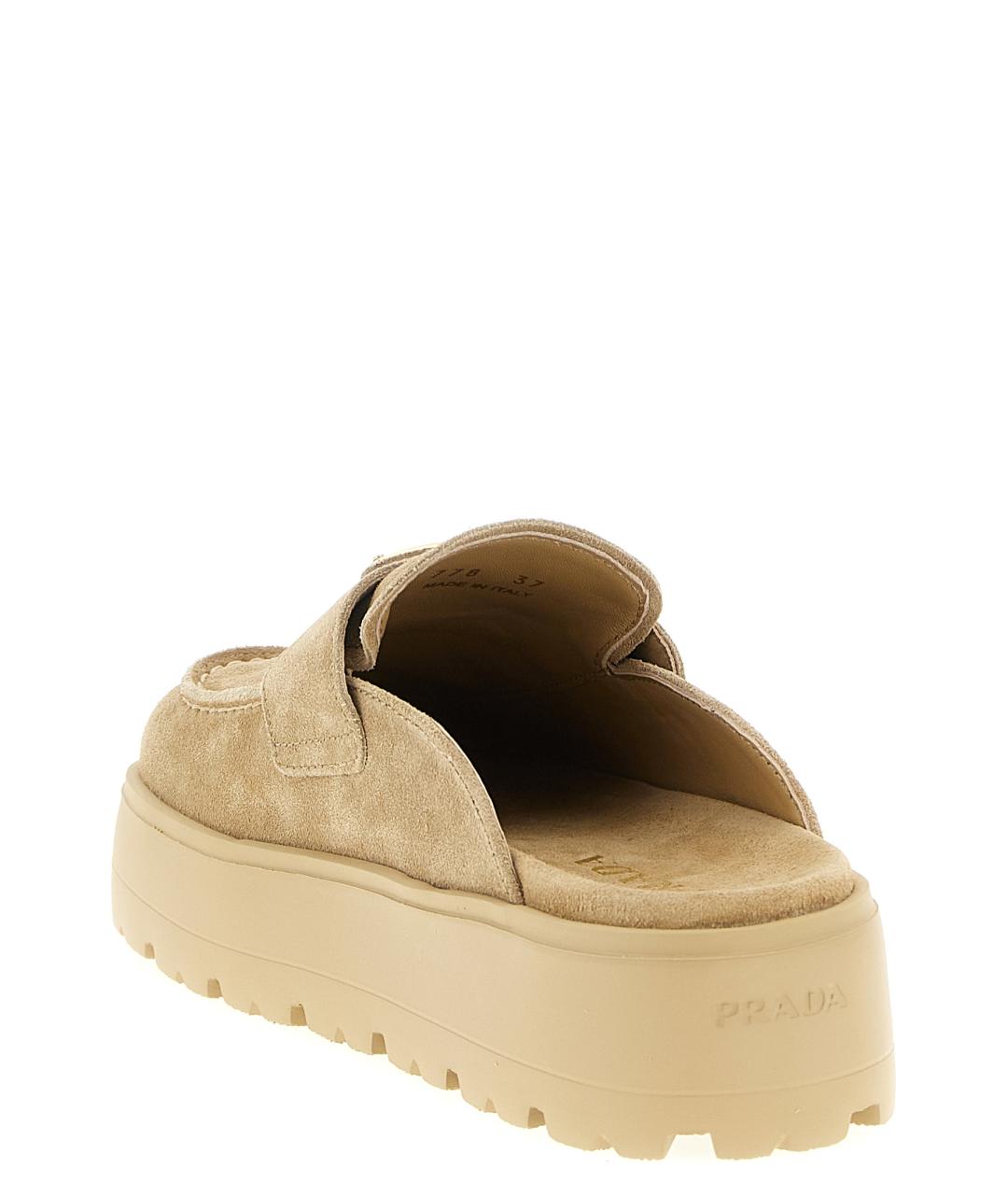PRADA Бежевые замшевые сабо, фото 3