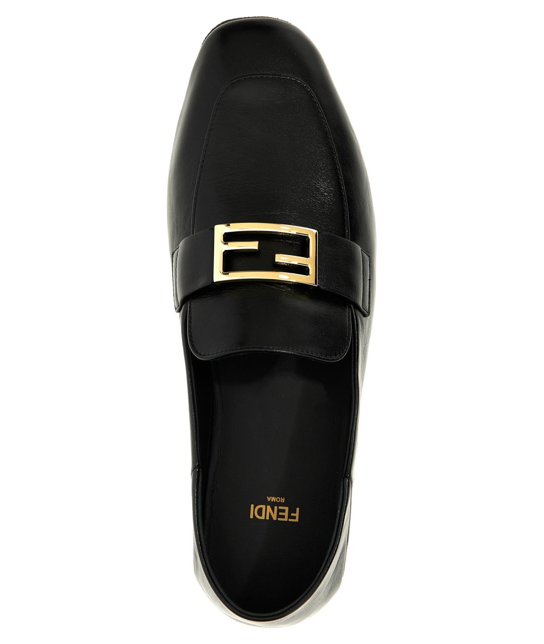 FENDI Черные кожаные лоферы, фото 4