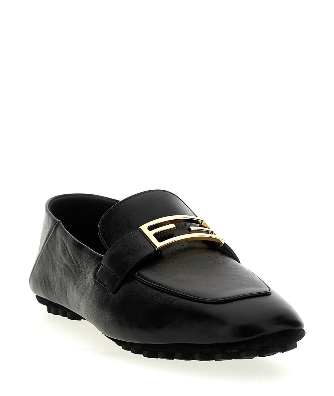 FENDI Черные кожаные лоферы, фото 2