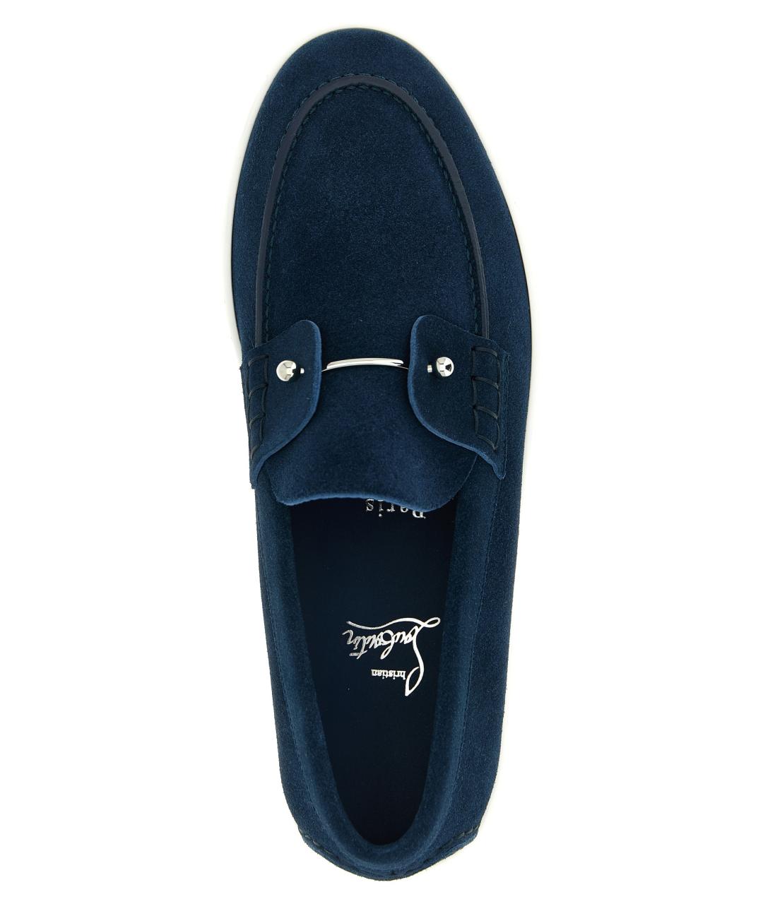 CHRISTIAN LOUBOUTIN Синие замшевые лоферы, фото 4