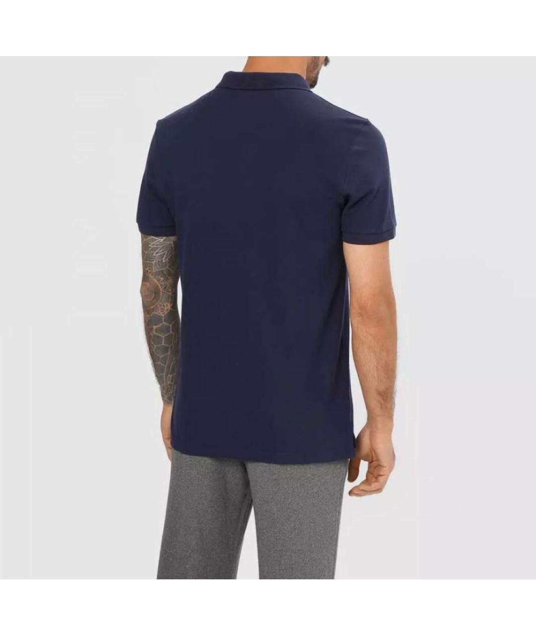 Principe di Bologna Темно-синее хлопко-полиэстеровое поло с коротким рукавом, фото 3