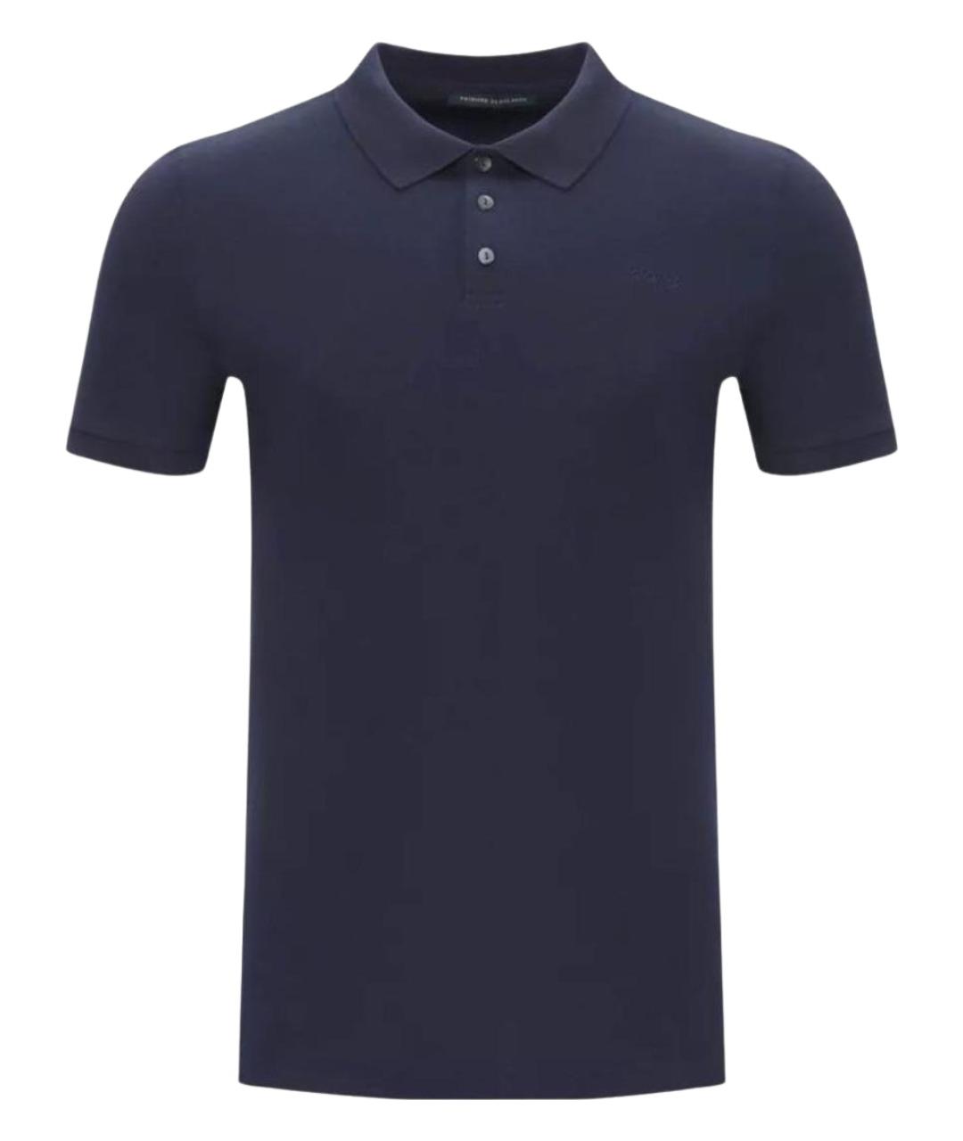 Principe di Bologna Темно-синее хлопко-полиэстеровое поло с коротким рукавом, фото 1