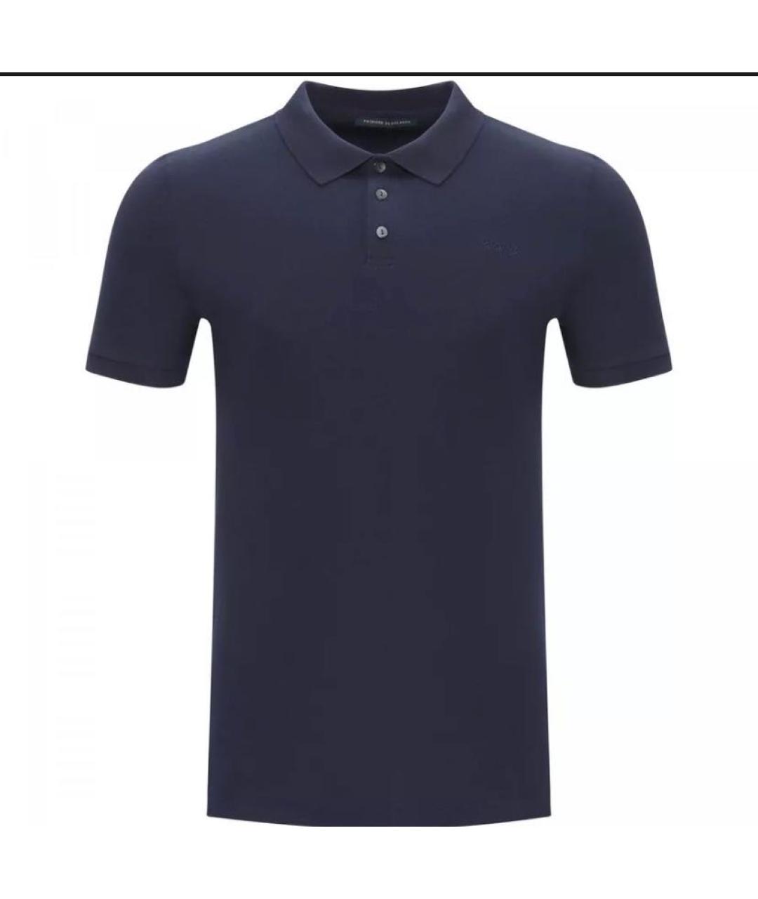 Principe di Bologna Темно-синее хлопко-полиэстеровое поло с коротким рукавом, фото 4