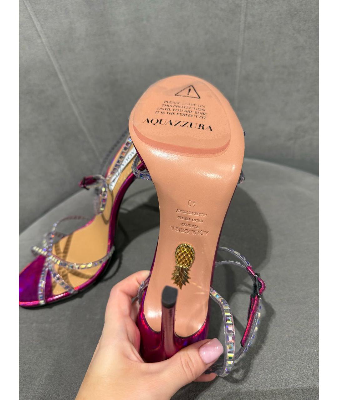 AQUAZZURA Розовые кожаные босоножки, фото 6