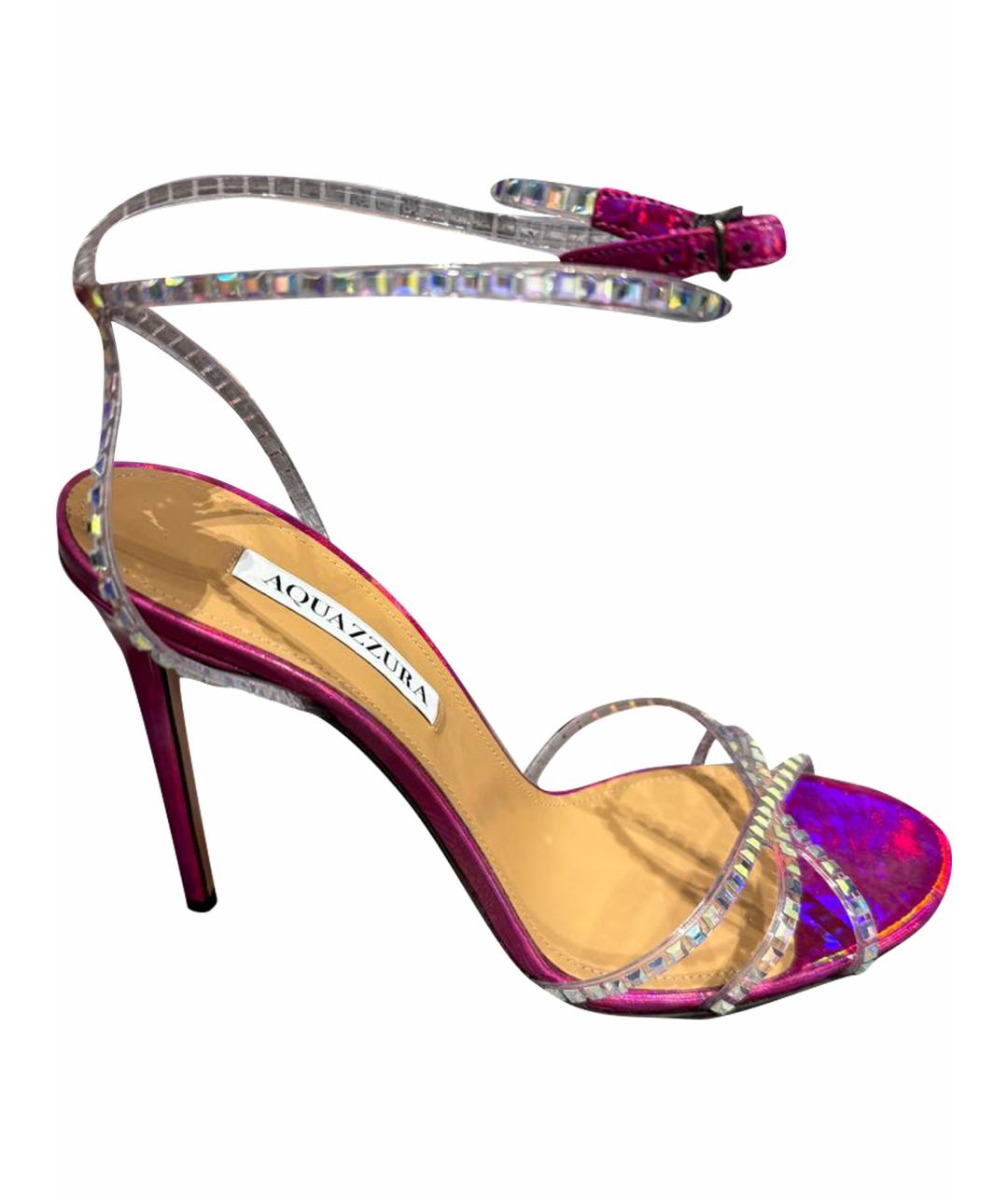 AQUAZZURA Розовые кожаные босоножки, фото 1