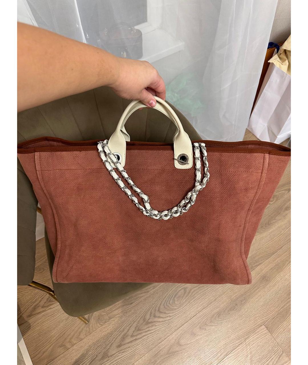 CHANEL Бордовая тканевая сумка тоут, фото 3