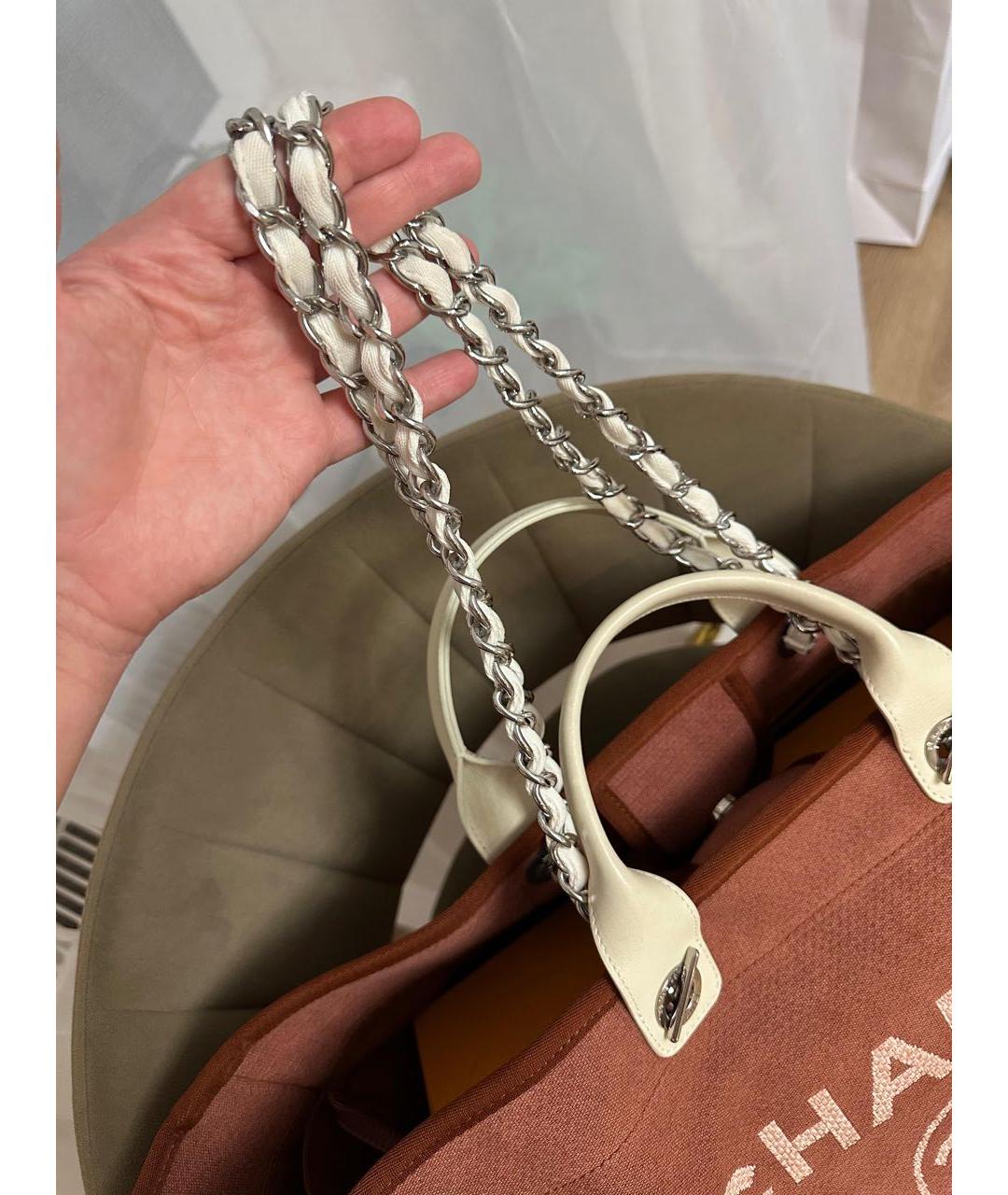 CHANEL Бордовая тканевая сумка тоут, фото 5