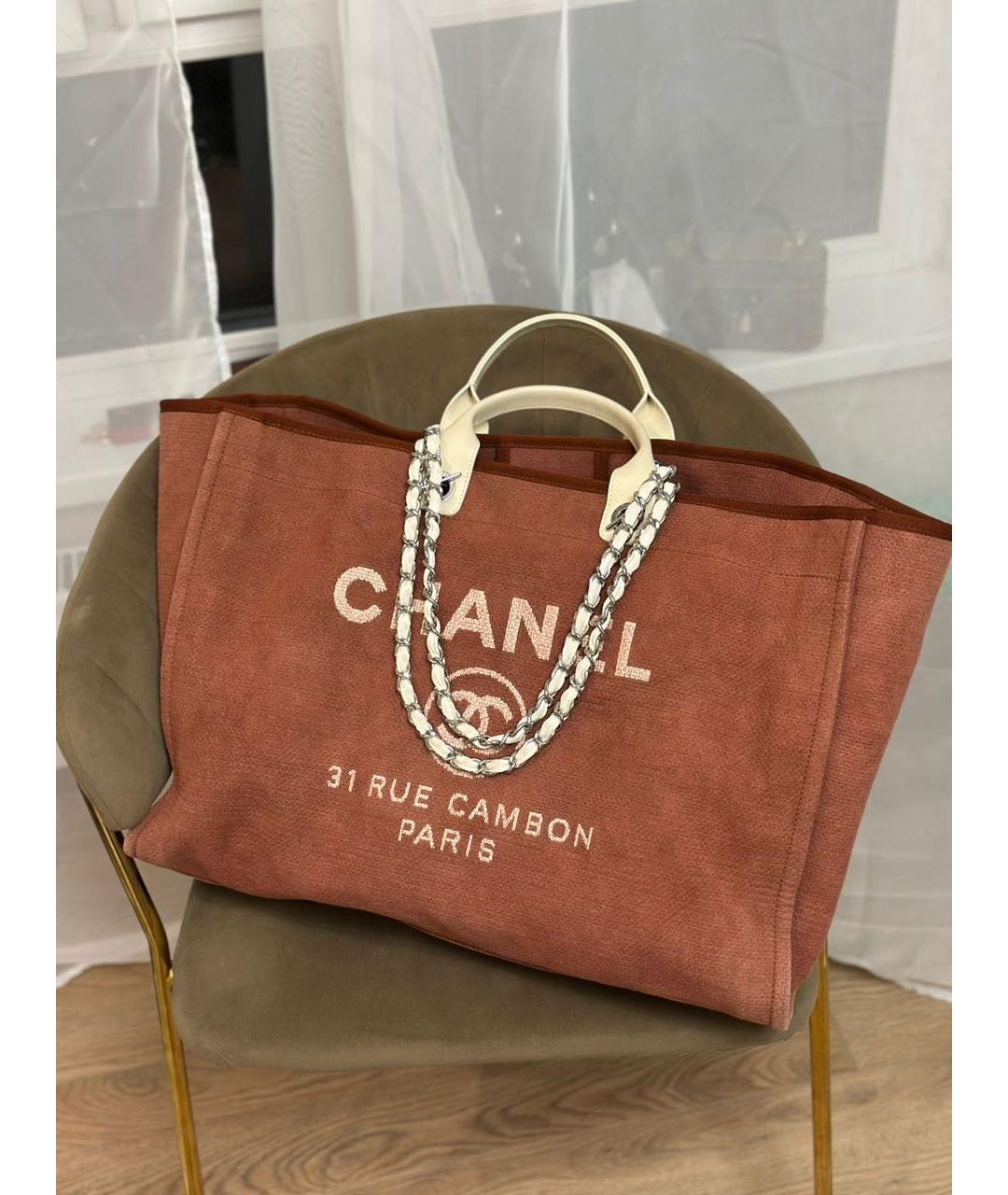 CHANEL Бордовая тканевая сумка тоут, фото 9