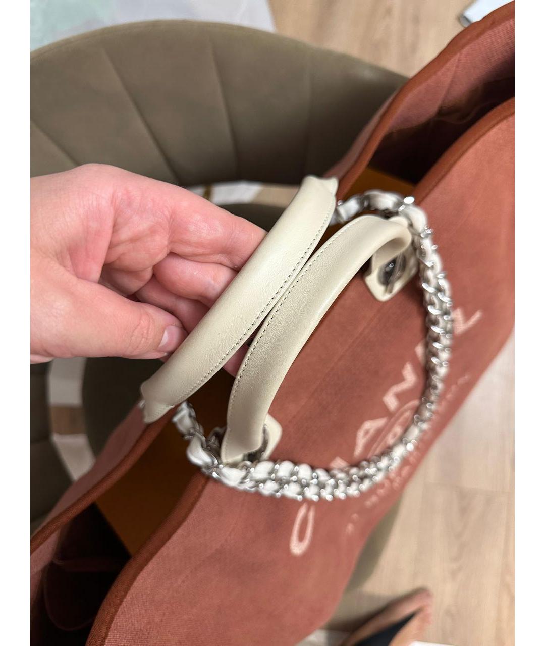 CHANEL Бордовая тканевая сумка тоут, фото 8