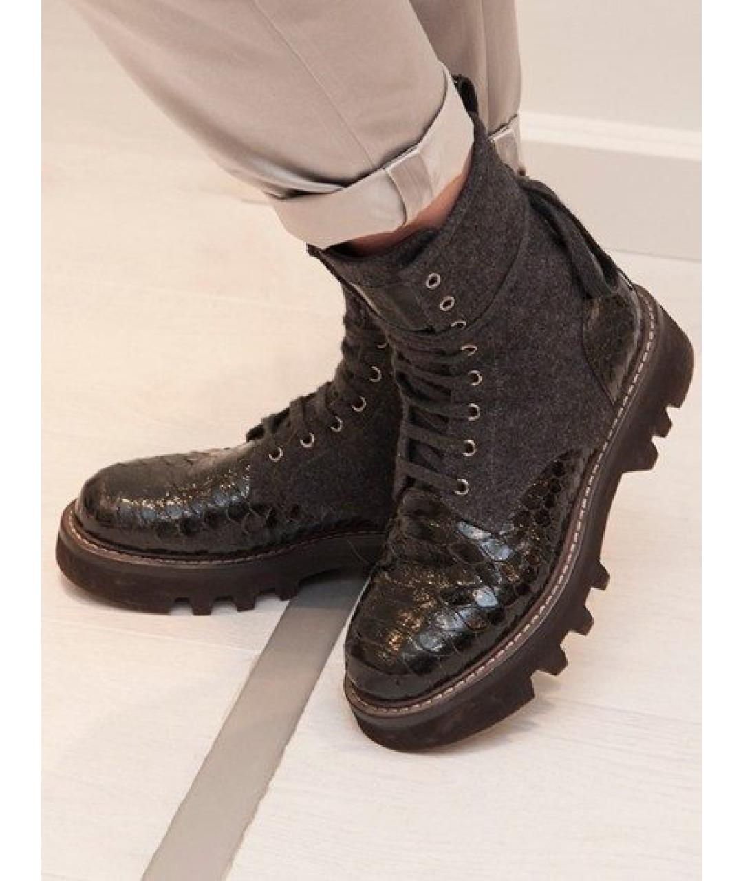 BRUNELLO CUCINELLI Серые ботинки из экзотической кожи, фото 9