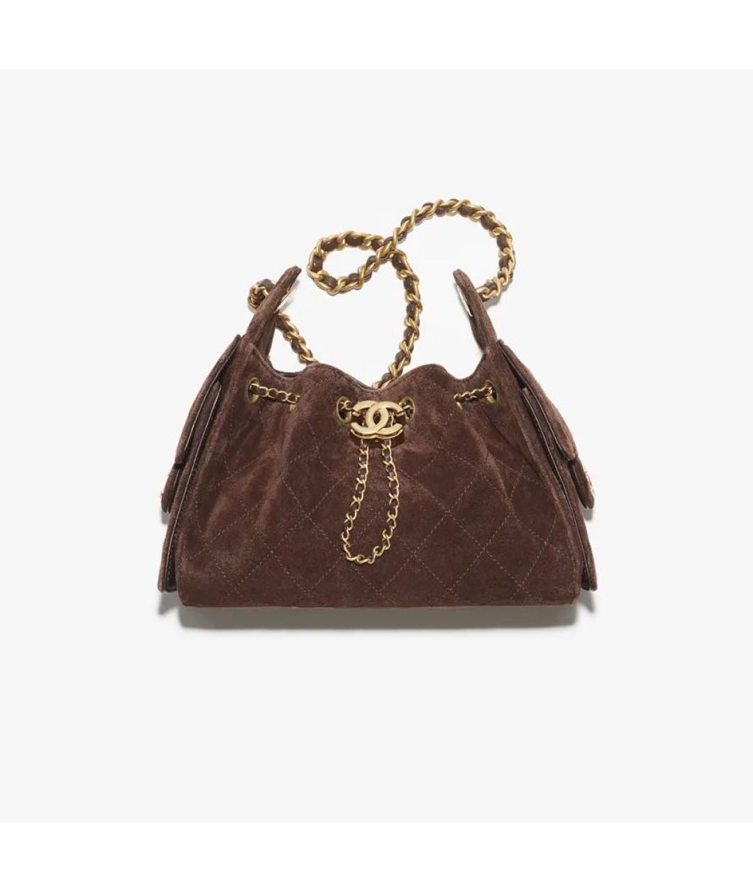 CHANEL Коричневая кожаная сумка с короткими ручками, фото 4