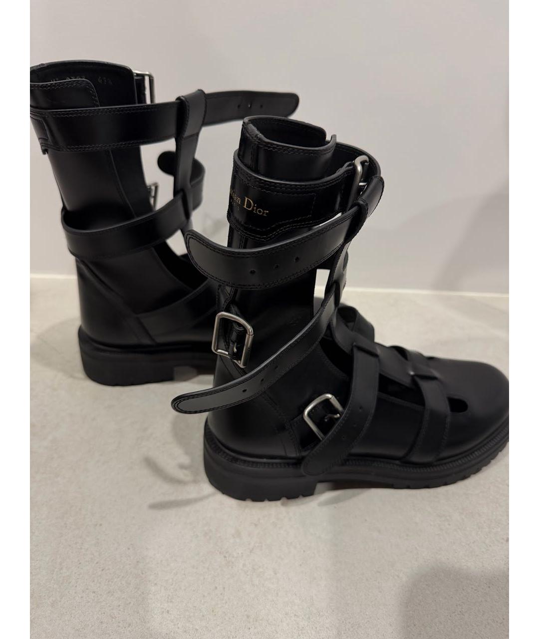 CHRISTIAN DIOR Черные кожаные сапоги, фото 7