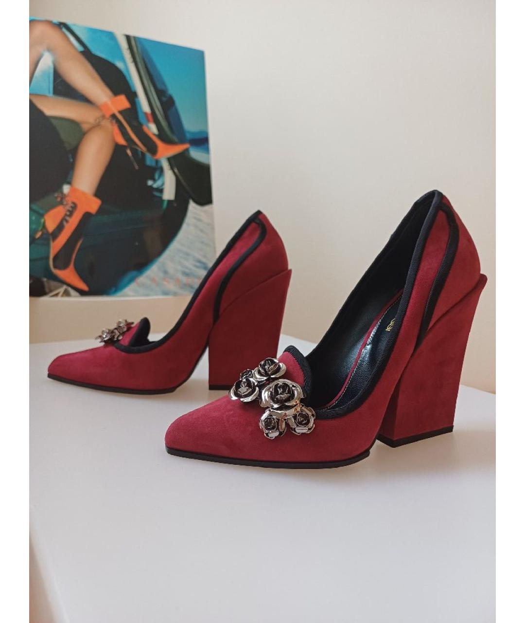 SERGIO ROSSI Бордовые замшевые туфли, фото 2