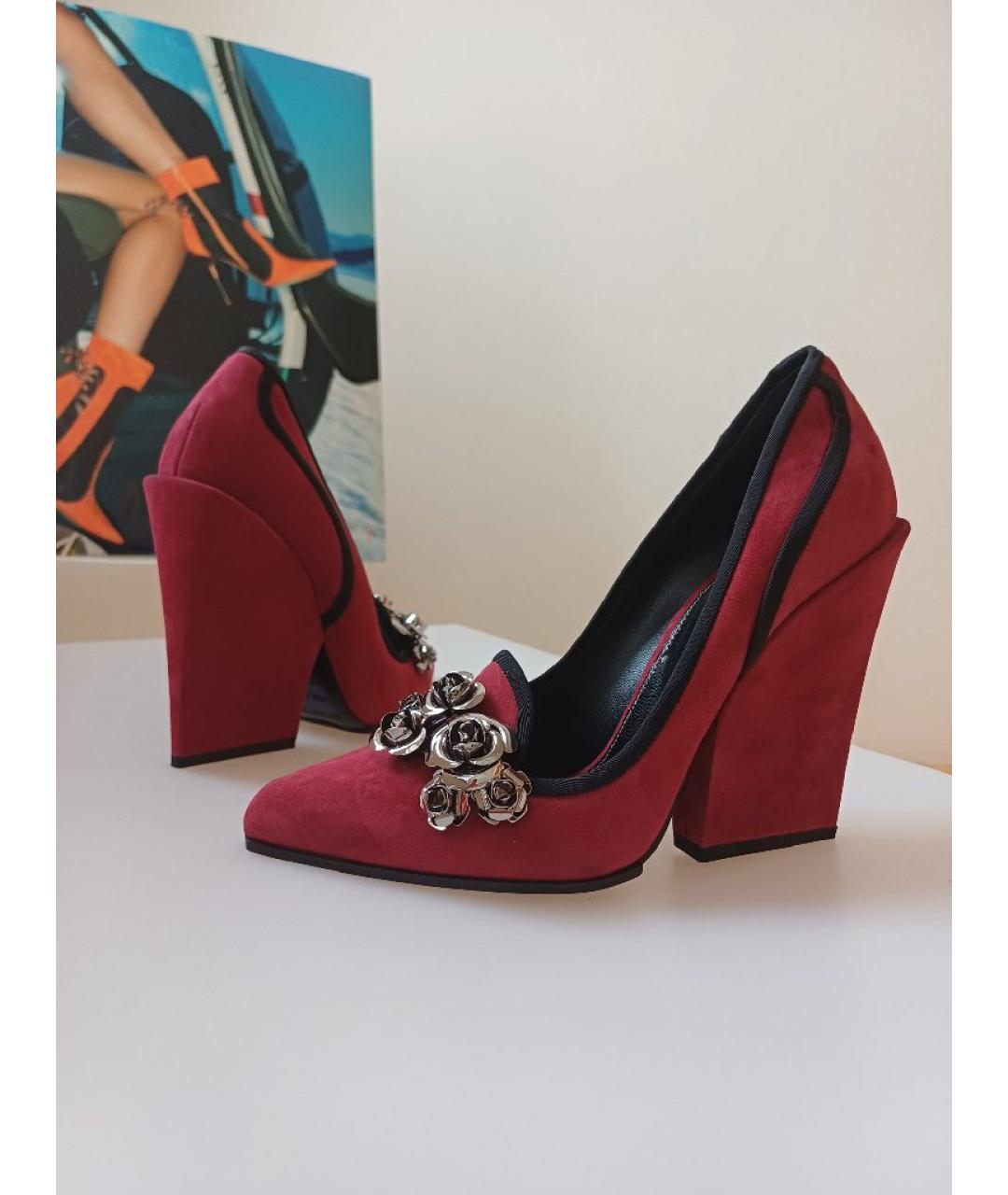 SERGIO ROSSI Бордовые замшевые туфли, фото 5