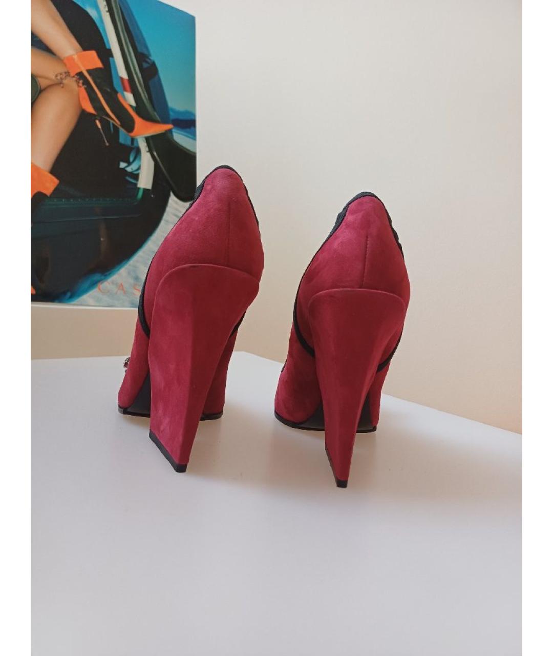 SERGIO ROSSI Бордовые замшевые туфли, фото 7