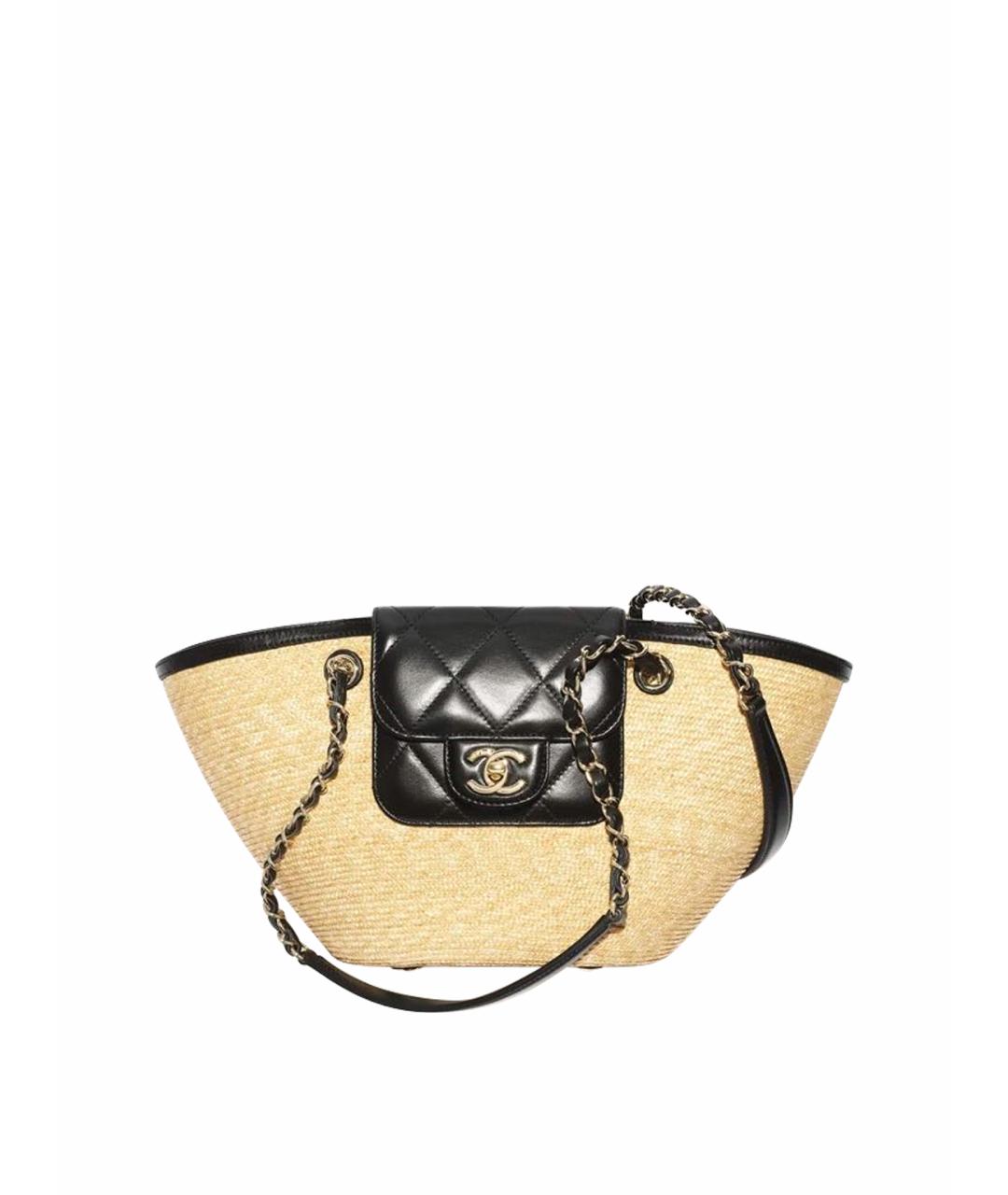 CHANEL Бежевая кожаная сумка тоут, фото 1