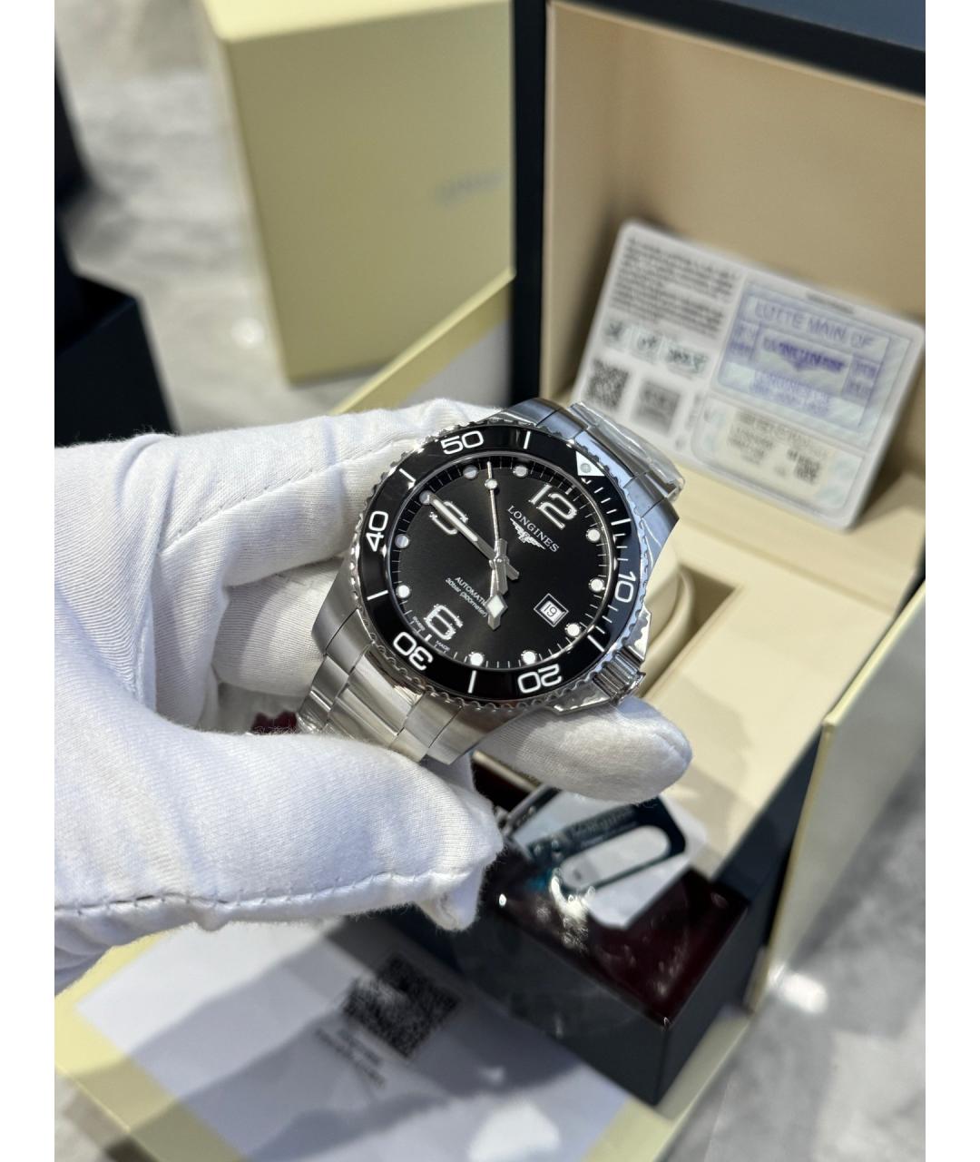 LONGINES Черные металлические часы, фото 5