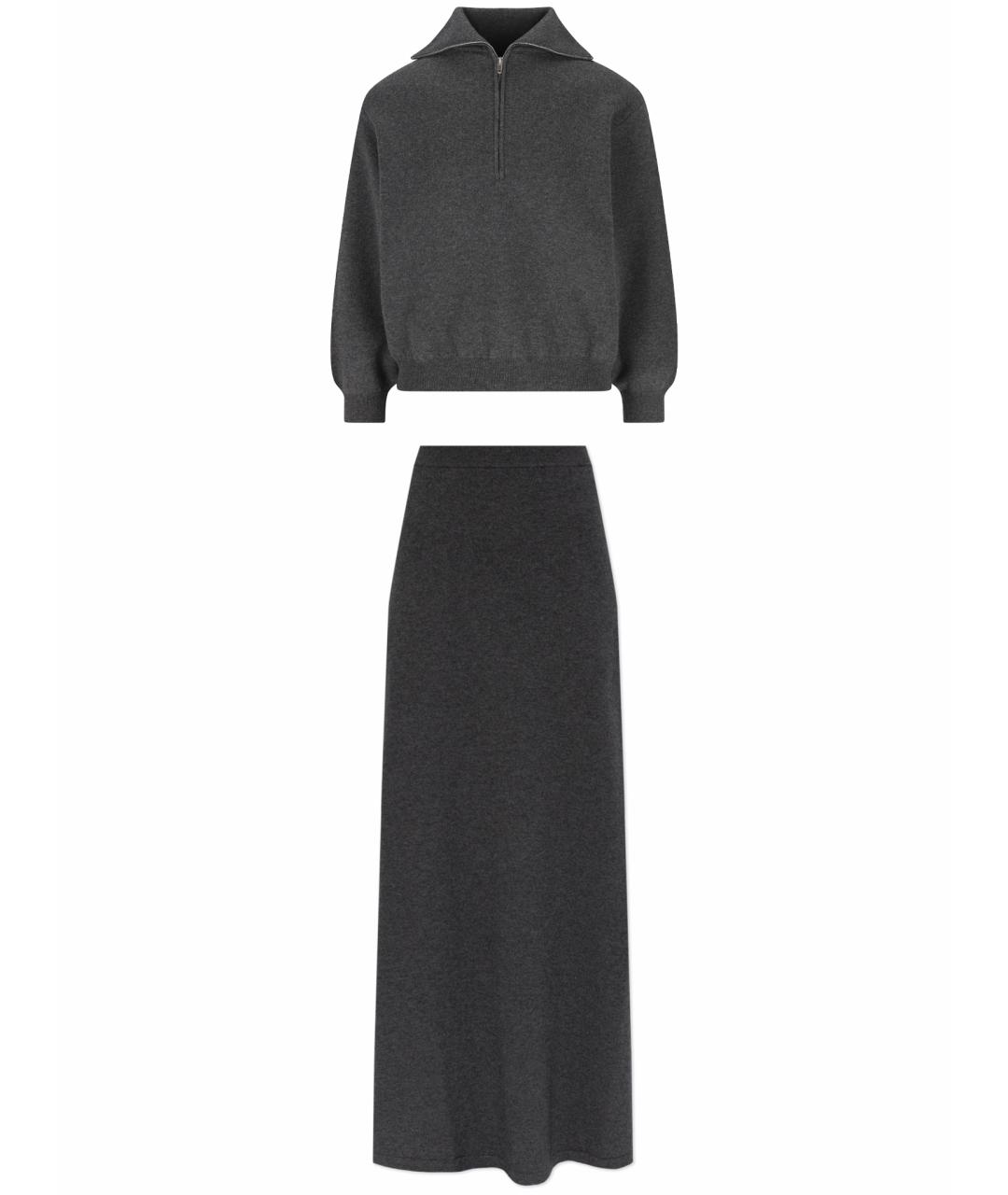 BALENCIAGA Серый шерстяной костюм с юбками, фото 1