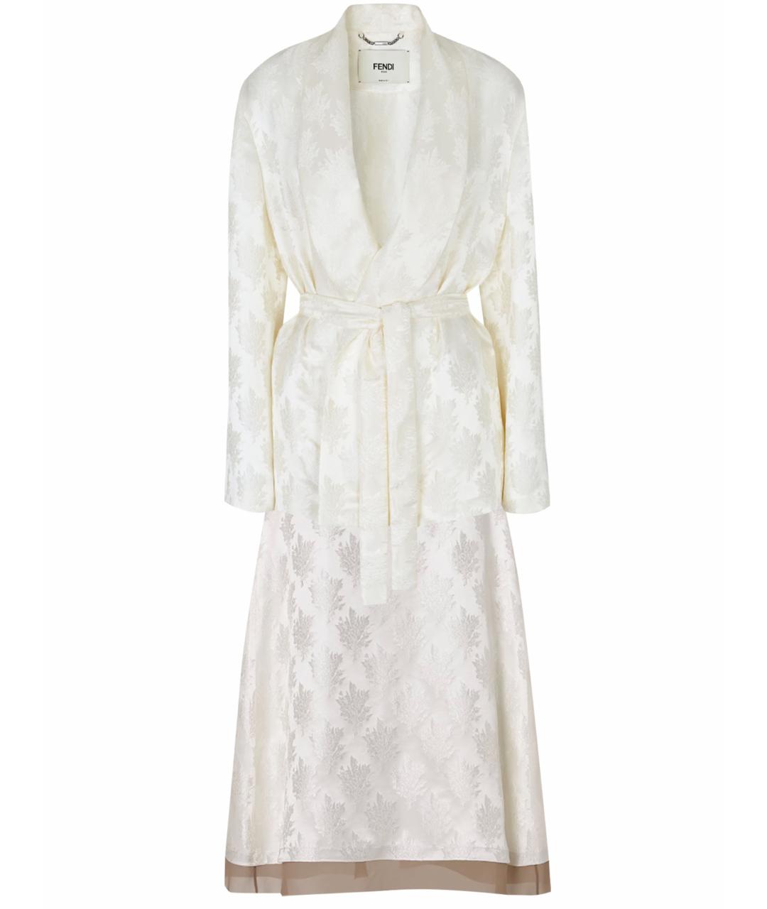 FENDI Белый шелковый костюм с юбками, фото 1