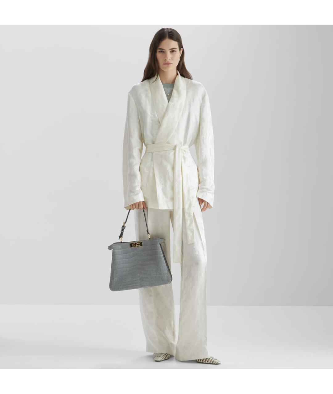 FENDI Белый шелковый костюм с юбками, фото 7