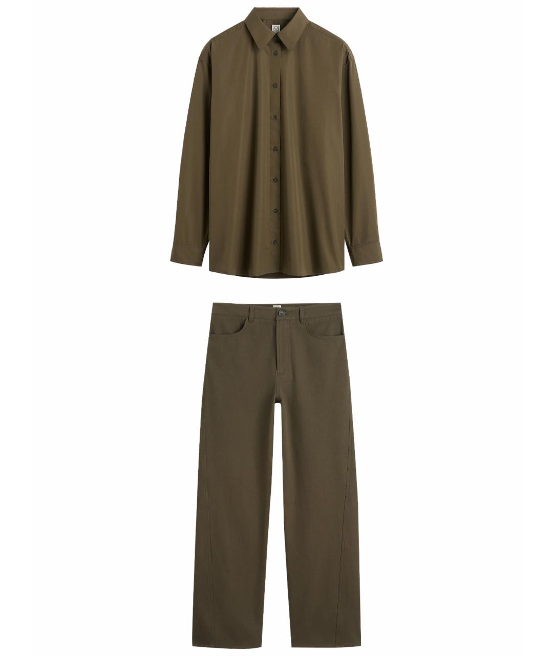 TOTEME Хаки хлопковый костюм с брюками, фото 1
