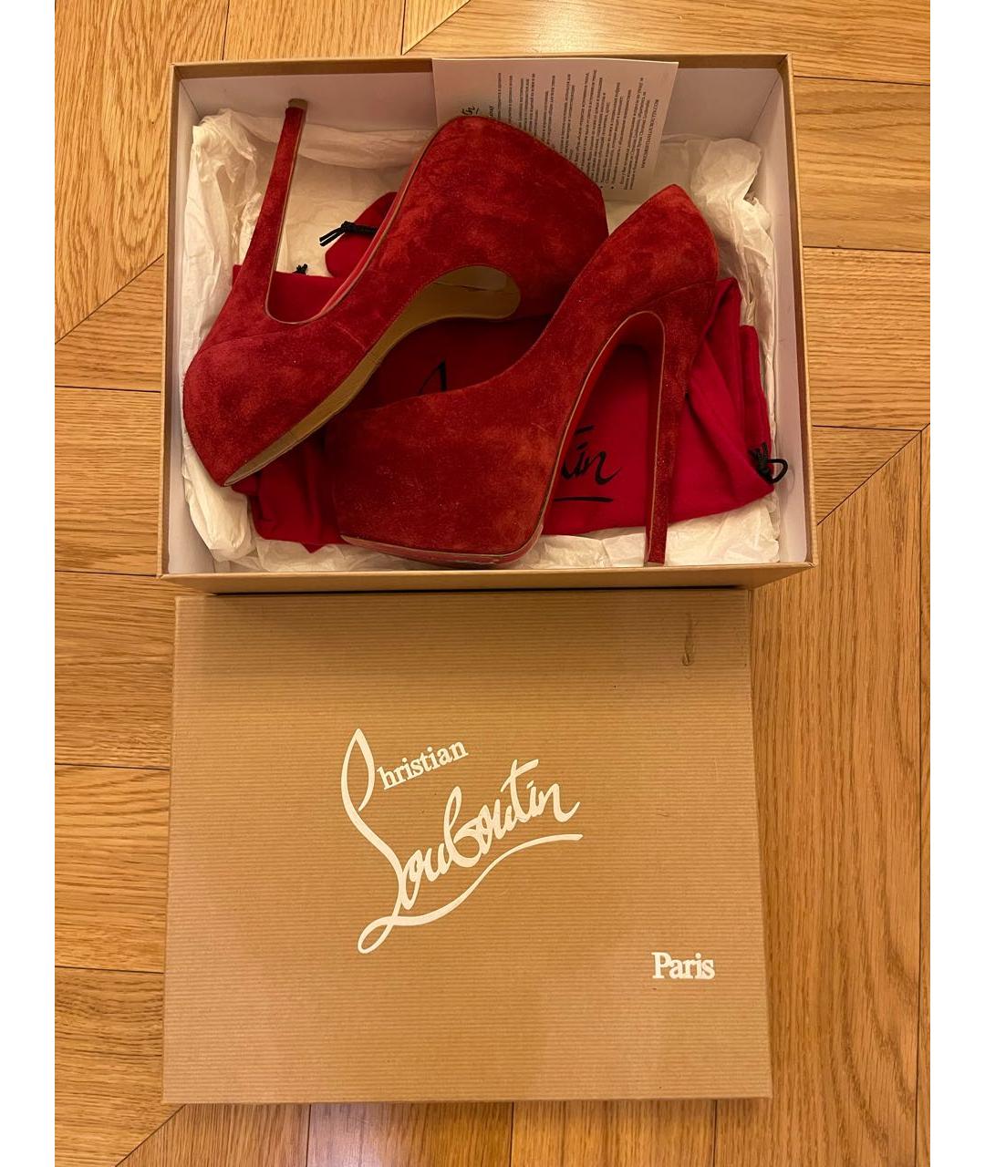 CHRISTIAN LOUBOUTIN Красные замшевые туфли, фото 4