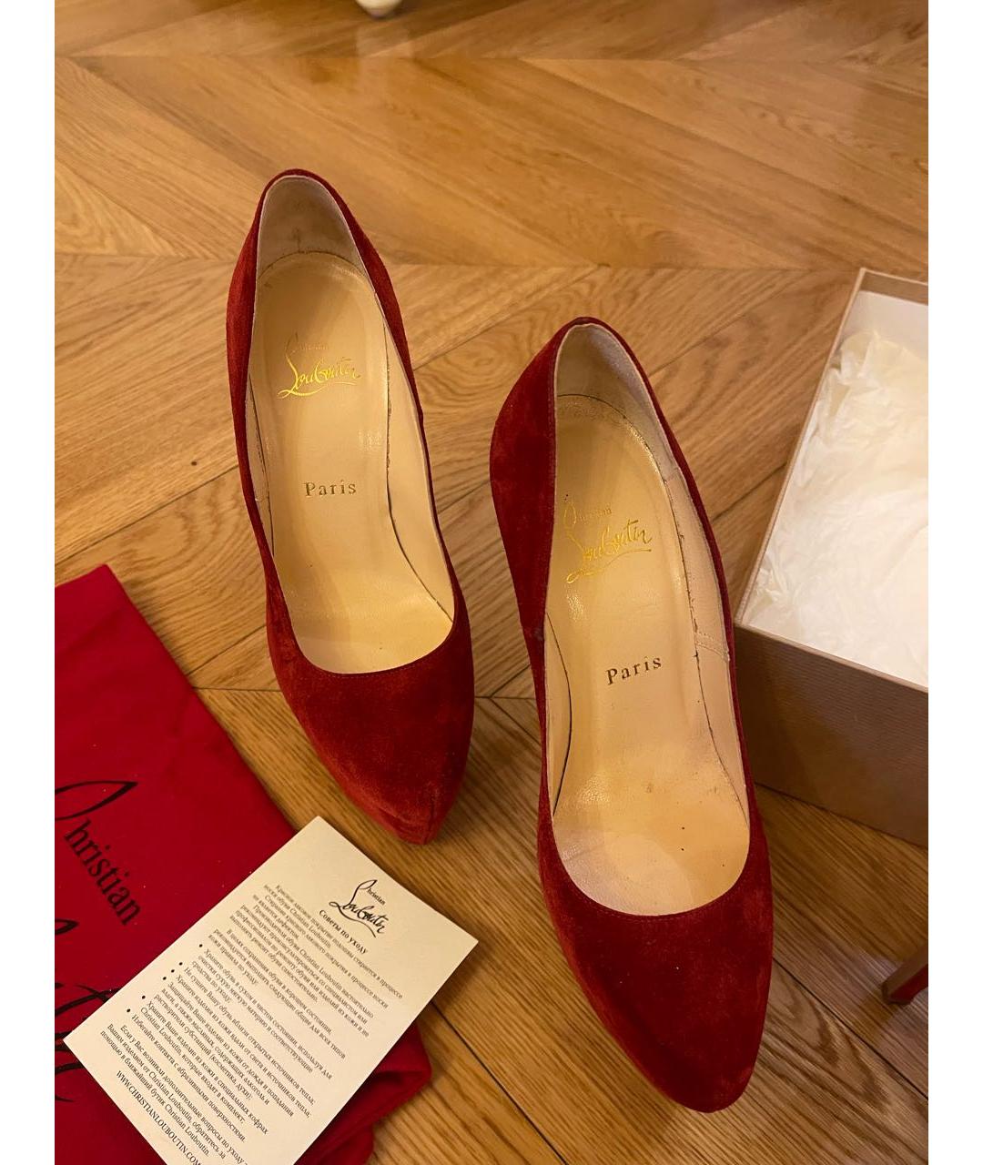 CHRISTIAN LOUBOUTIN Красные замшевые туфли, фото 2