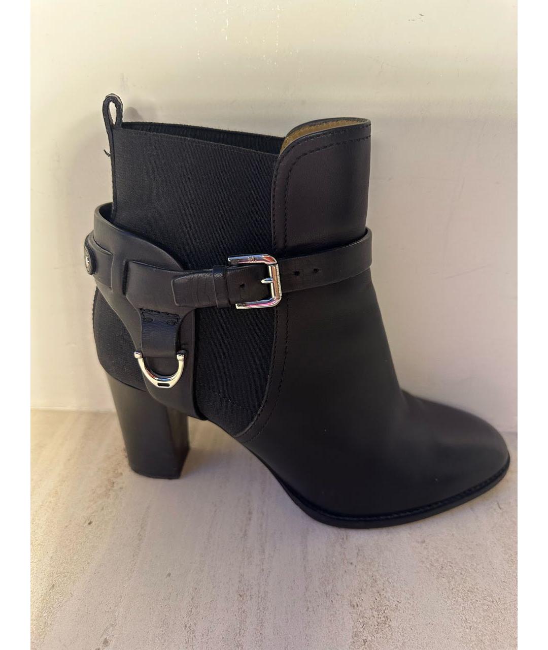 RALPH LAUREN Черные кожаные ботильоны, фото 7