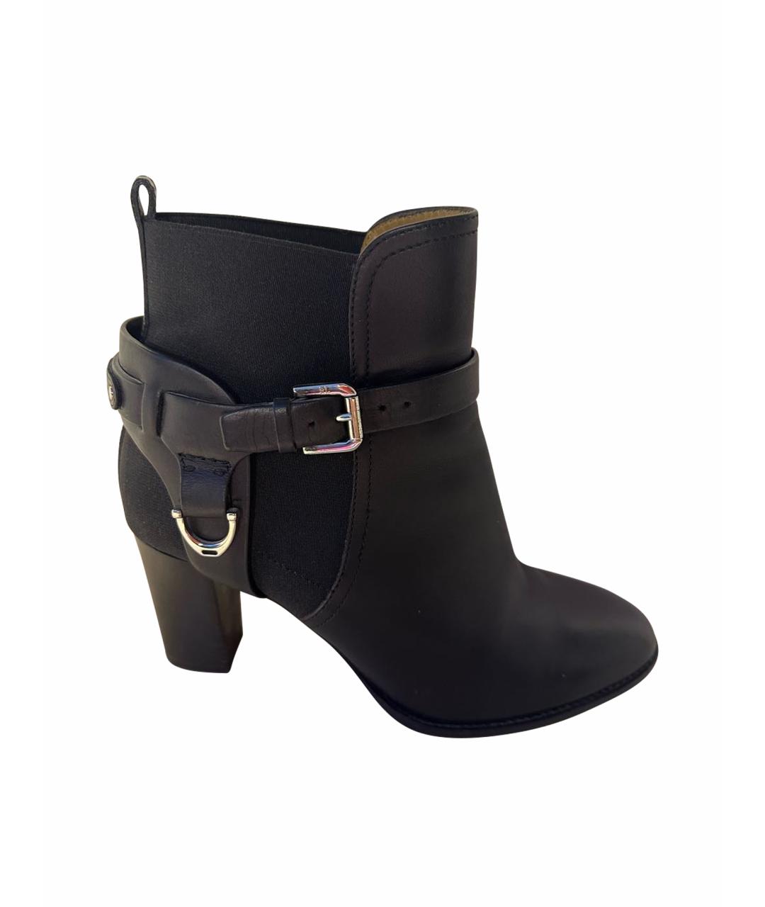 RALPH LAUREN Черные кожаные ботильоны, фото 1