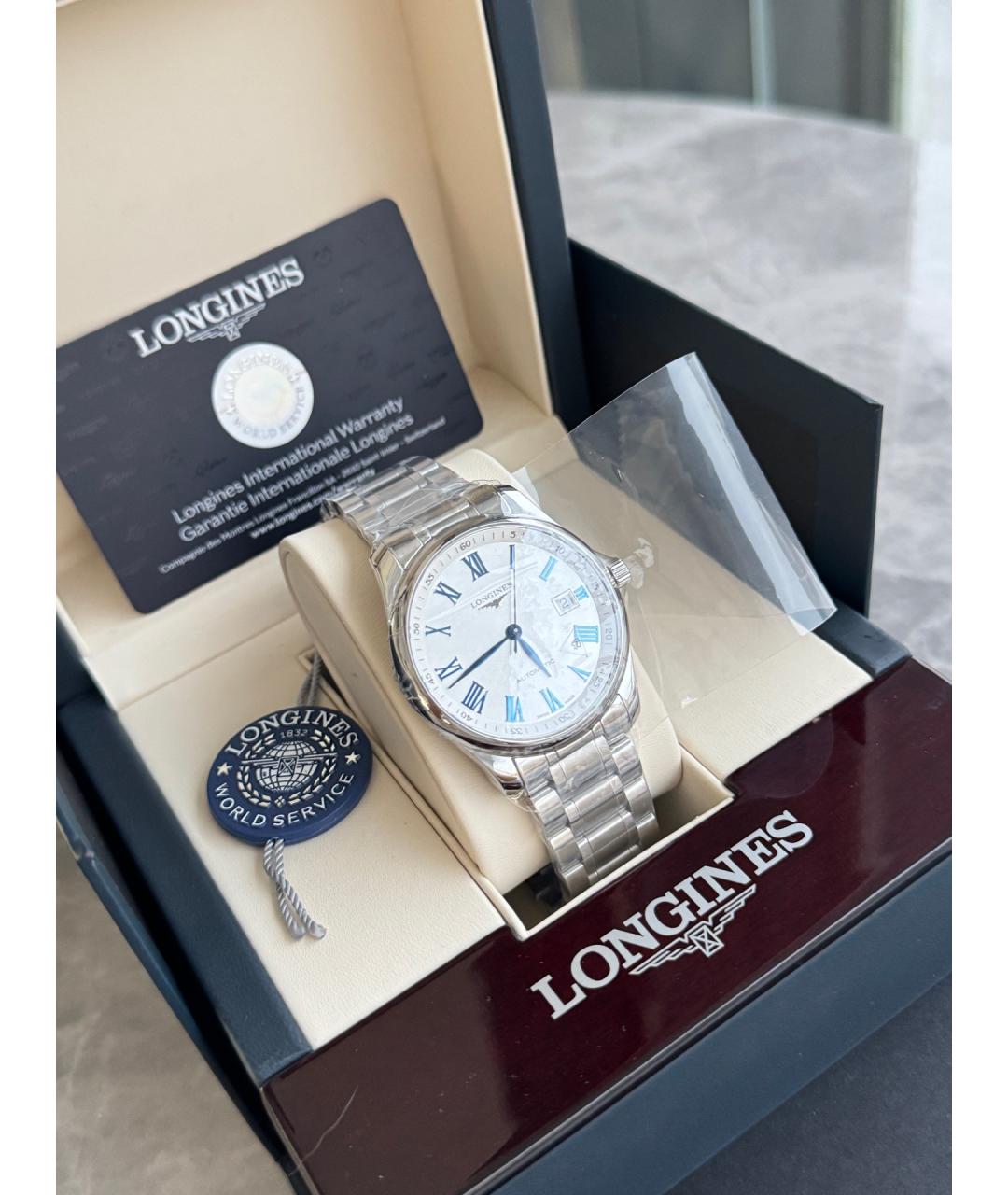 LONGINES Белые металлические часы, фото 2