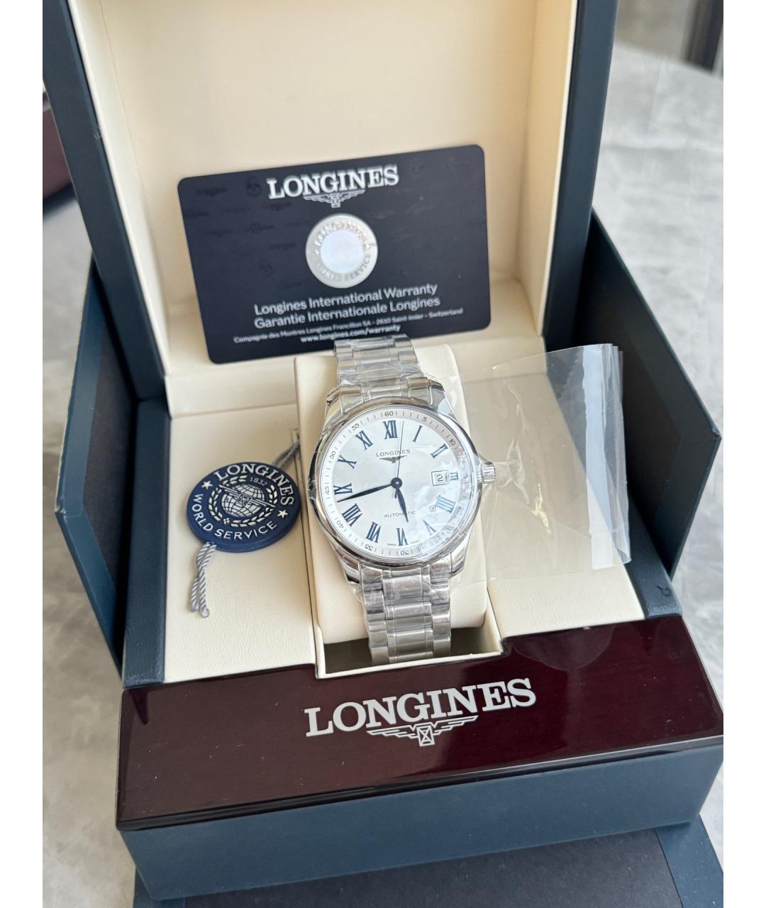 LONGINES Белые металлические часы, фото 8