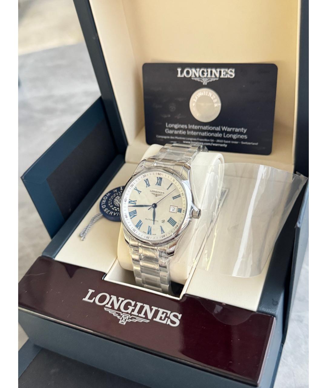 LONGINES Белые металлические часы, фото 3