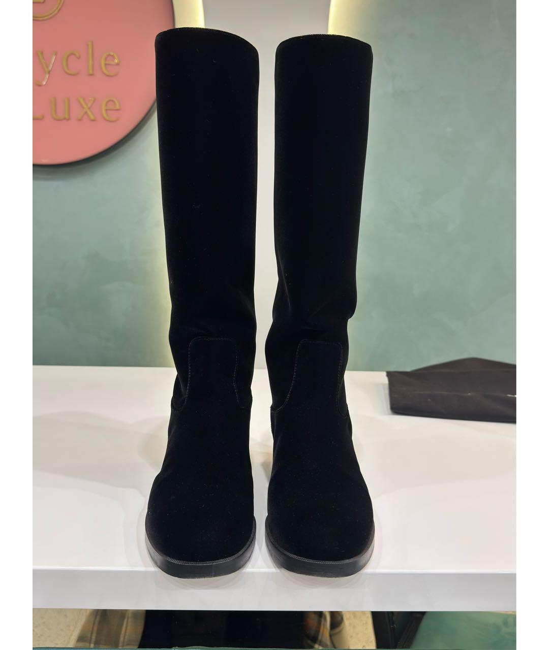 CHANEL Черные текстильные сапоги, фото 3