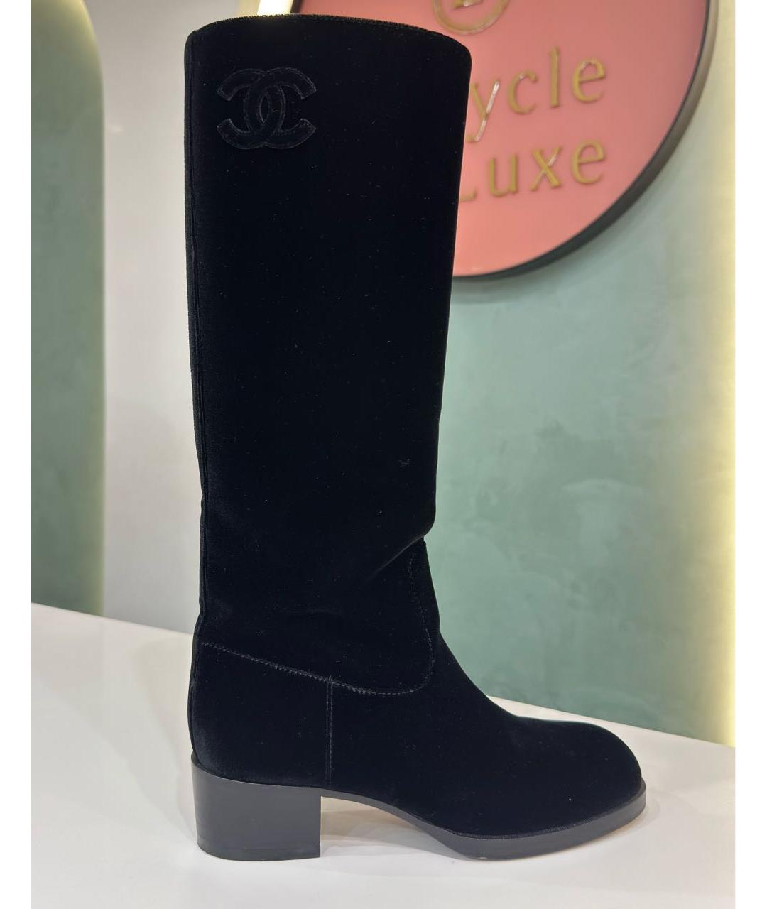 CHANEL Черные текстильные сапоги, фото 9