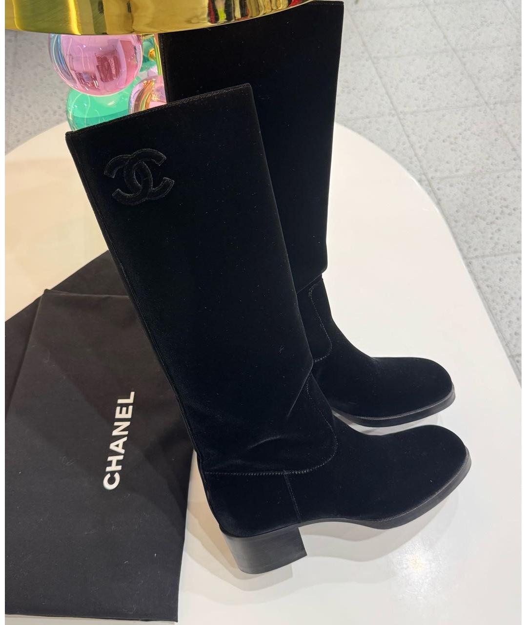 CHANEL Черные текстильные сапоги, фото 8