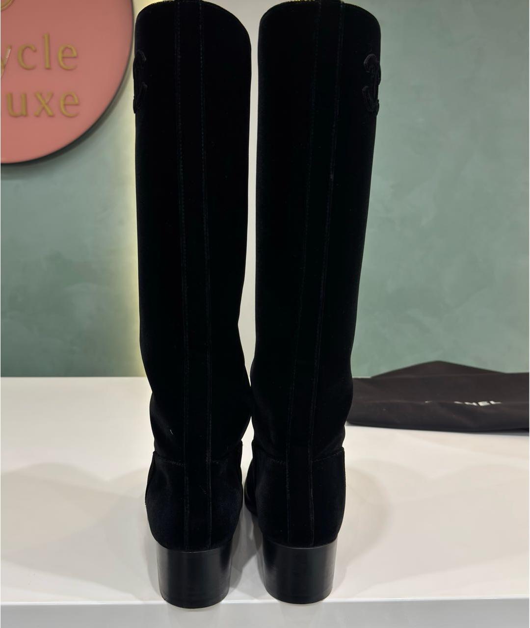 CHANEL Черные текстильные сапоги, фото 4