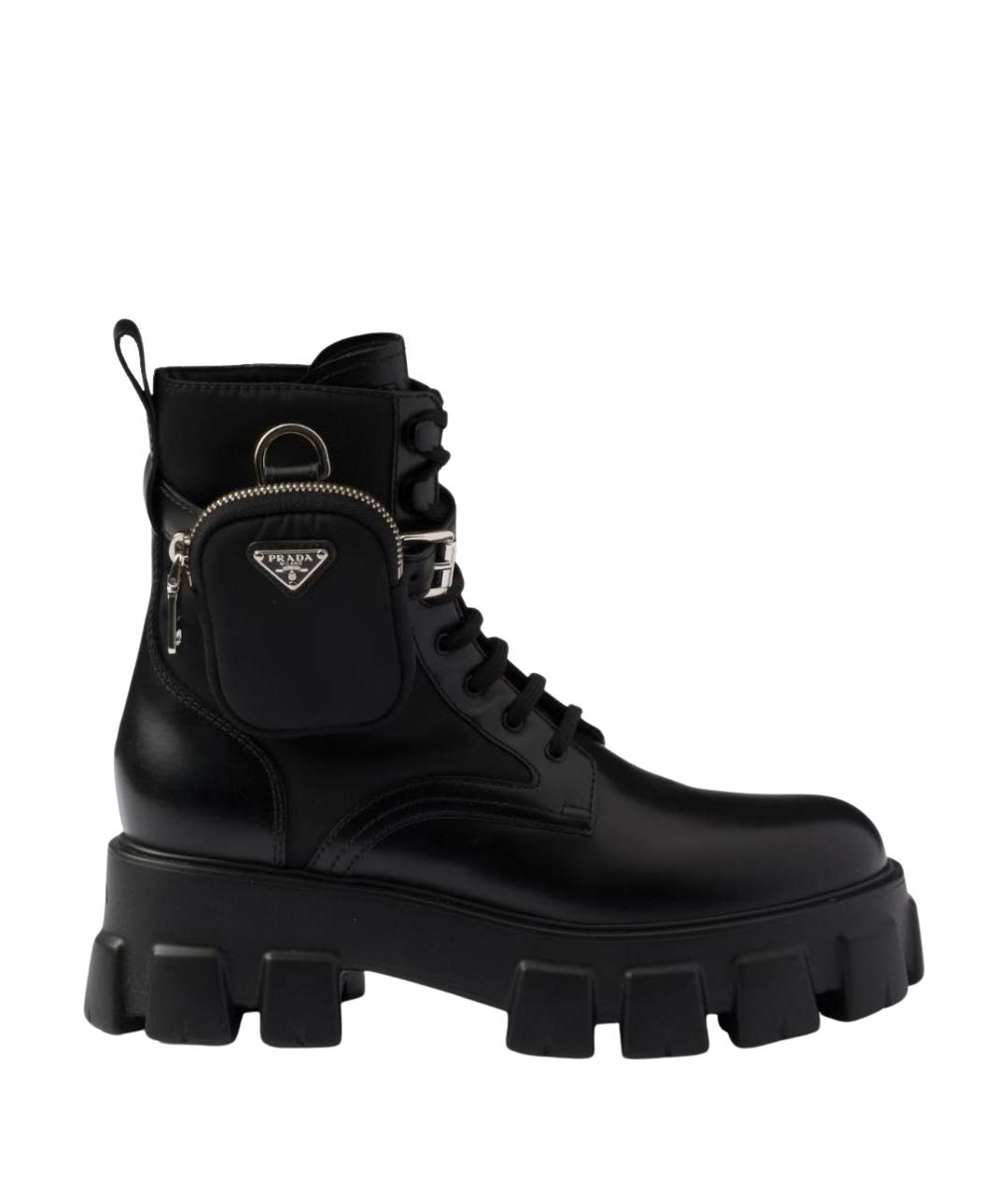 PRADA Черные кожаные ботинки, фото 1