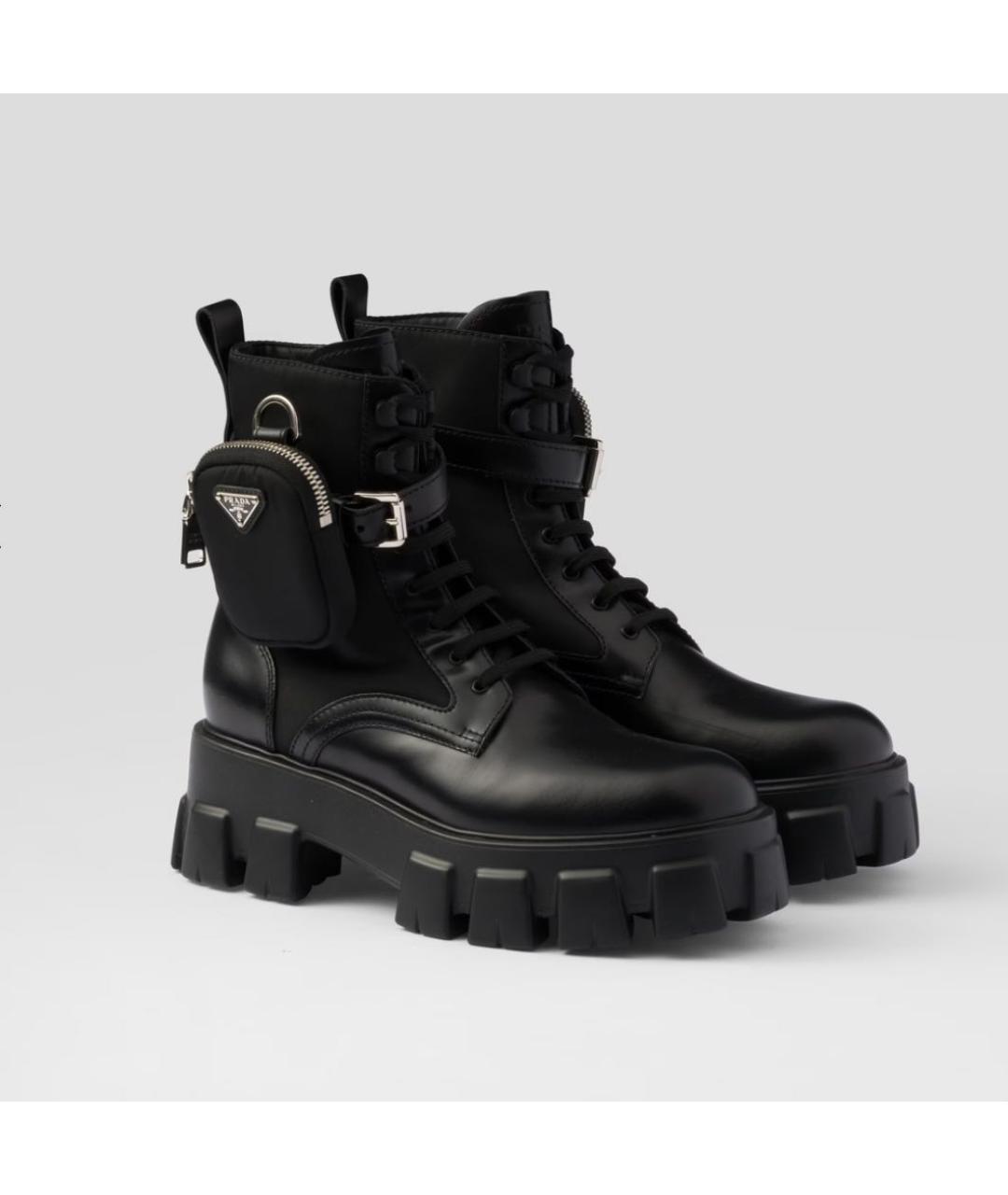 PRADA Черные кожаные ботинки, фото 2