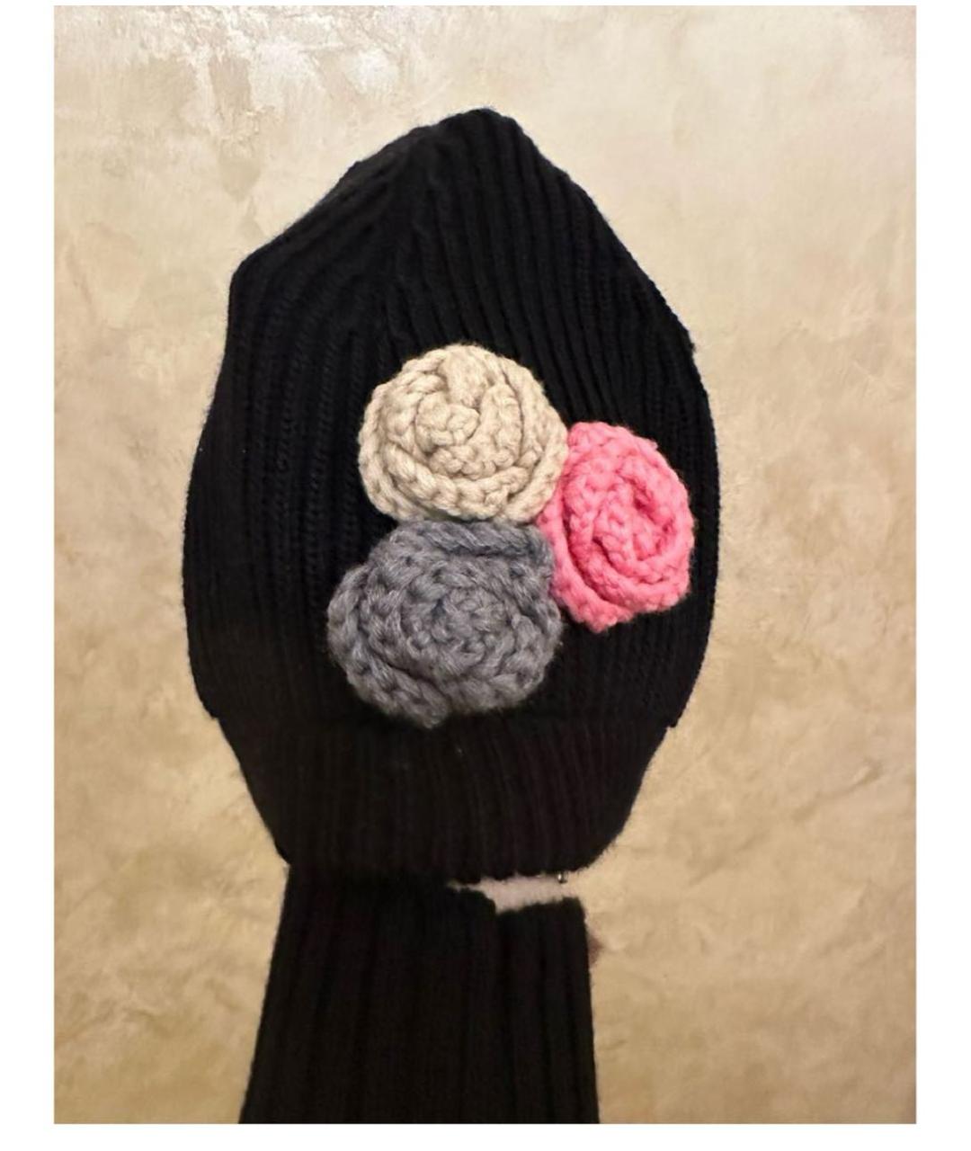 MIU MIU Черная шерстяная шапка, фото 3