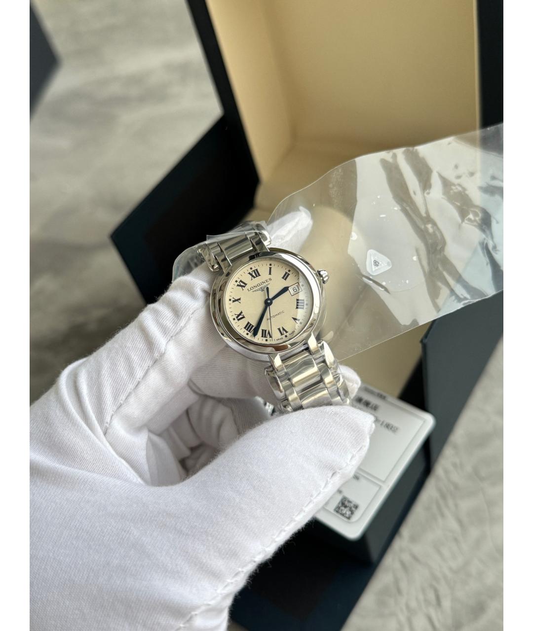 LONGINES Белые металлические часы, фото 4