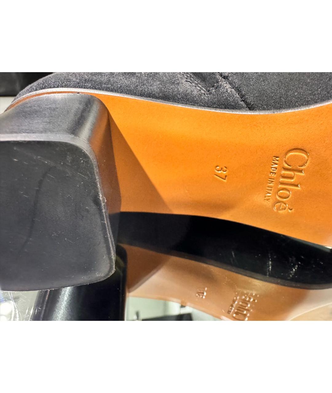 CHLOE Черные замшевые сапоги, фото 5