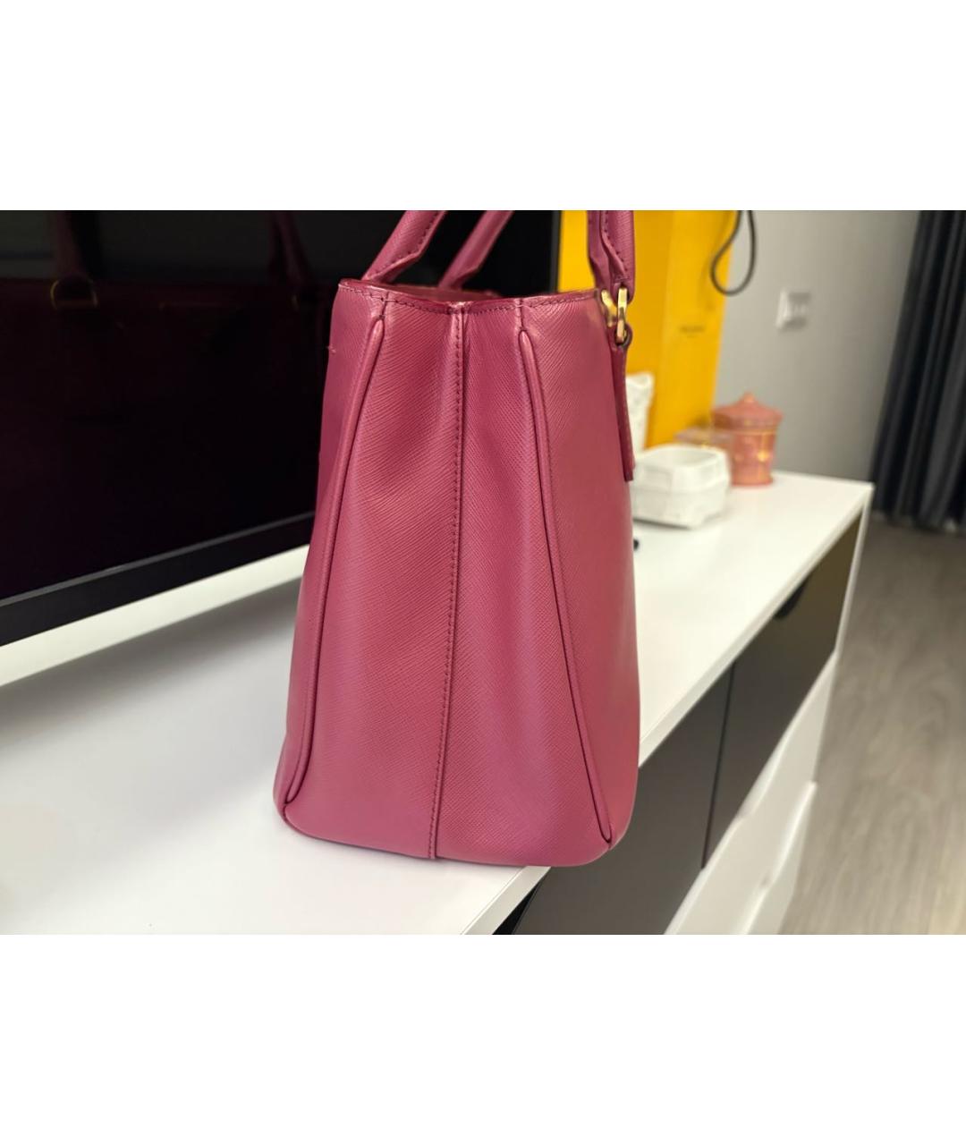 PRADA Розовая кожаная сумка тоут, фото 4