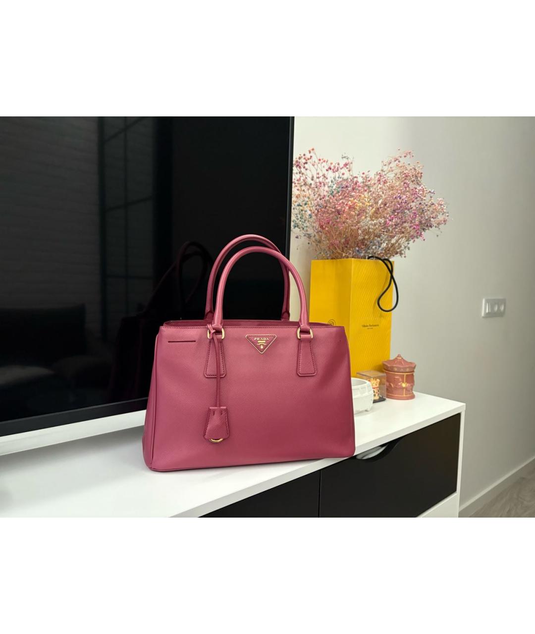 PRADA Розовая кожаная сумка тоут, фото 9