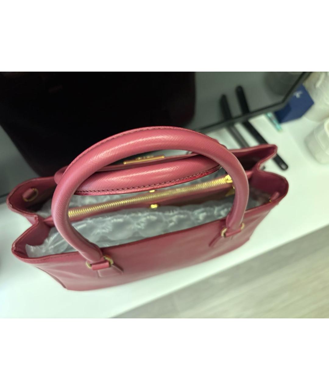 PRADA Розовая кожаная сумка тоут, фото 5