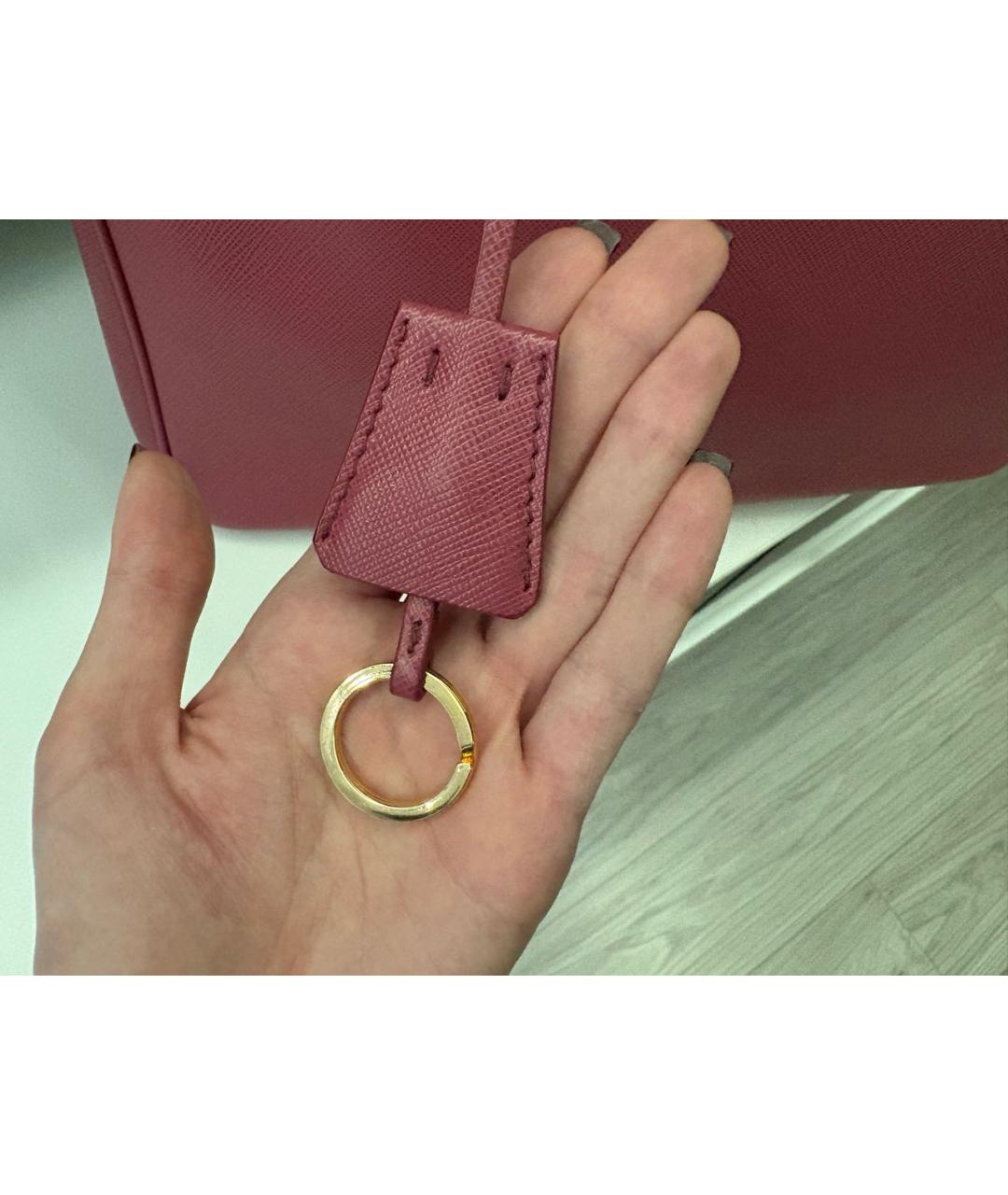 PRADA Розовая кожаная сумка тоут, фото 8