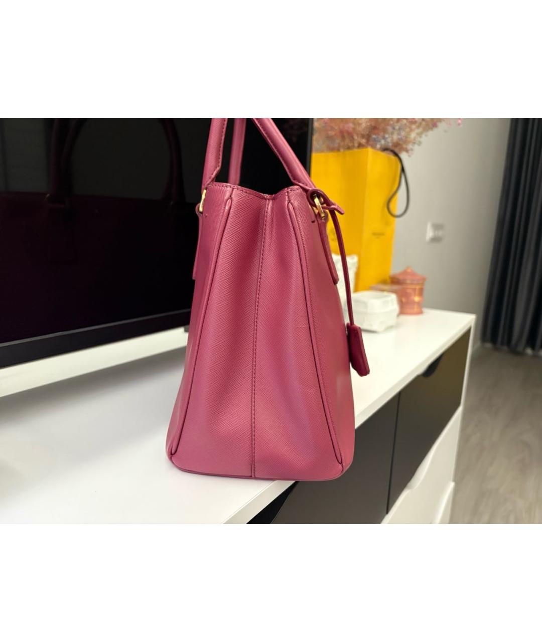 PRADA Розовая кожаная сумка тоут, фото 2