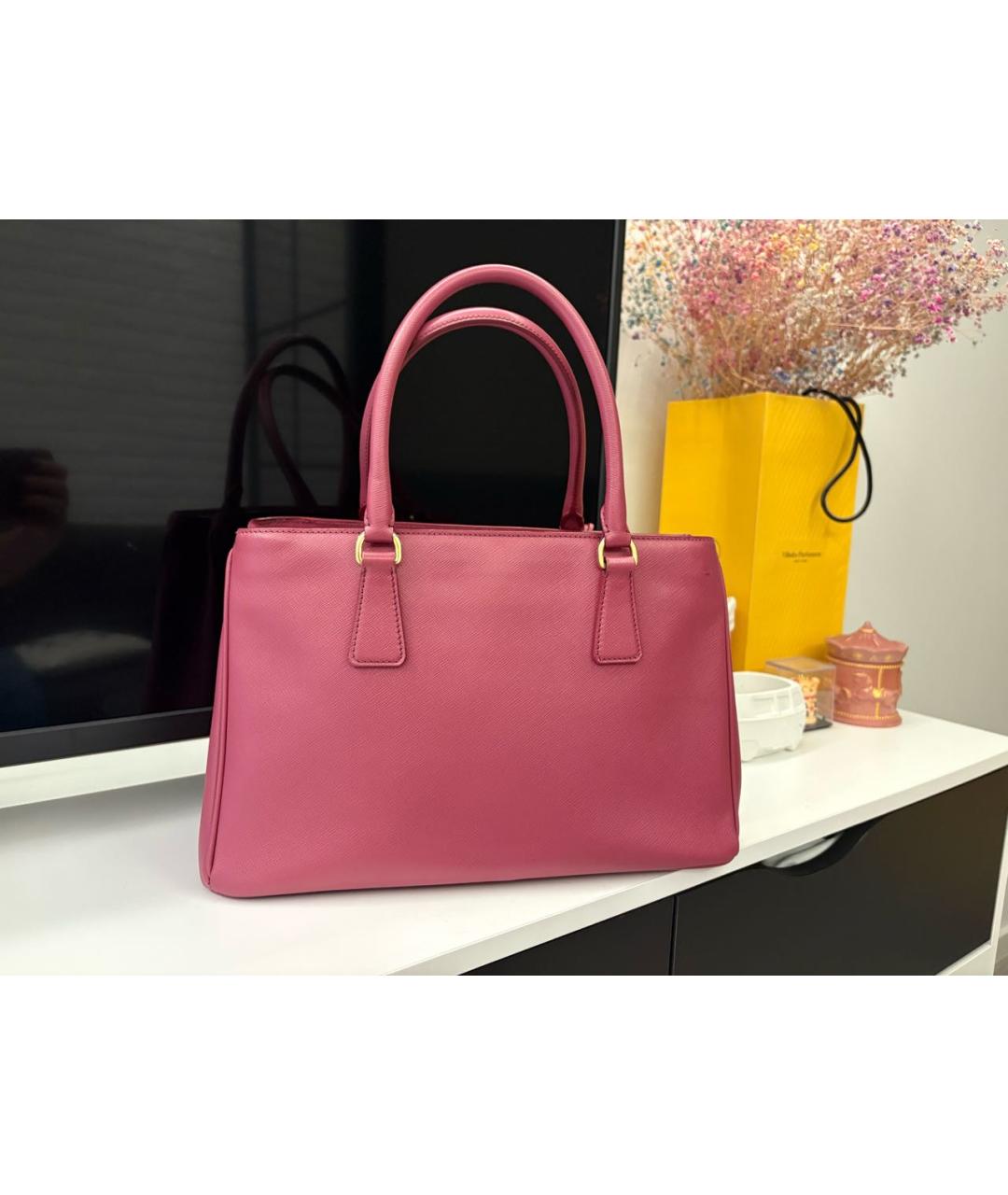 PRADA Розовая кожаная сумка тоут, фото 3
