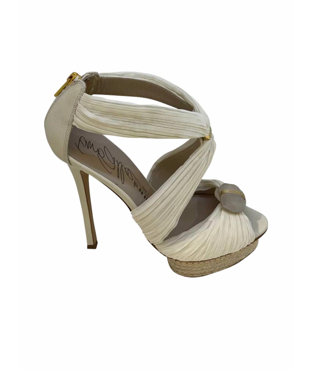 LE SILLA Белые кожаные босоножки, фото 1