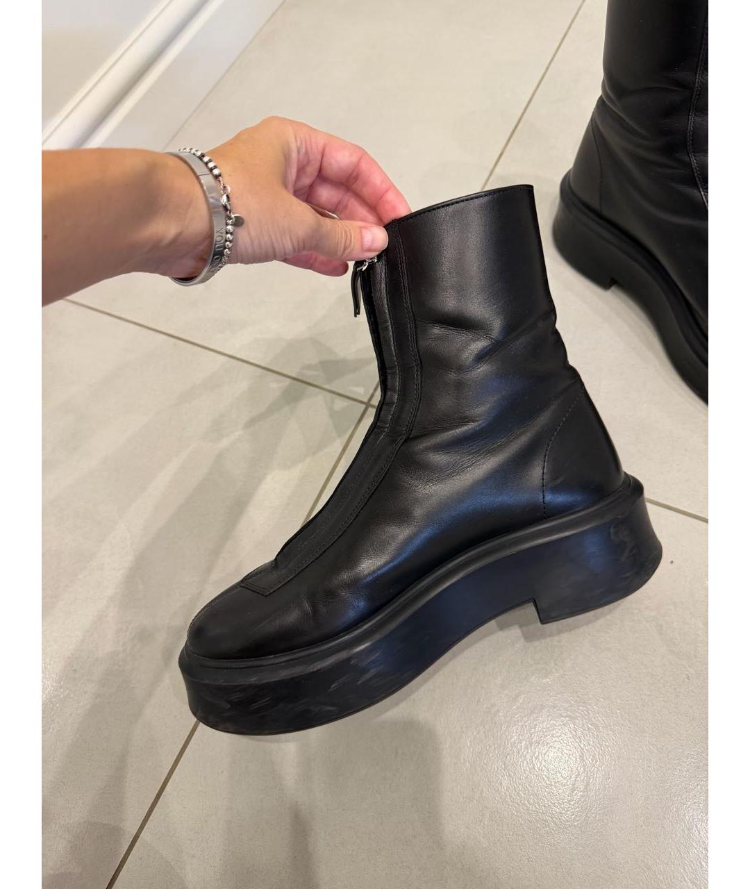 THE ROW Черные кожаные полусапоги, фото 9